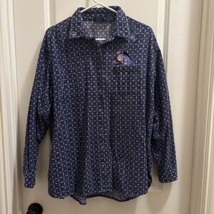 Vintage Disney Pooh Eeyore Womens Long Sleeve Button Shirt Plaid Corduroy Large
